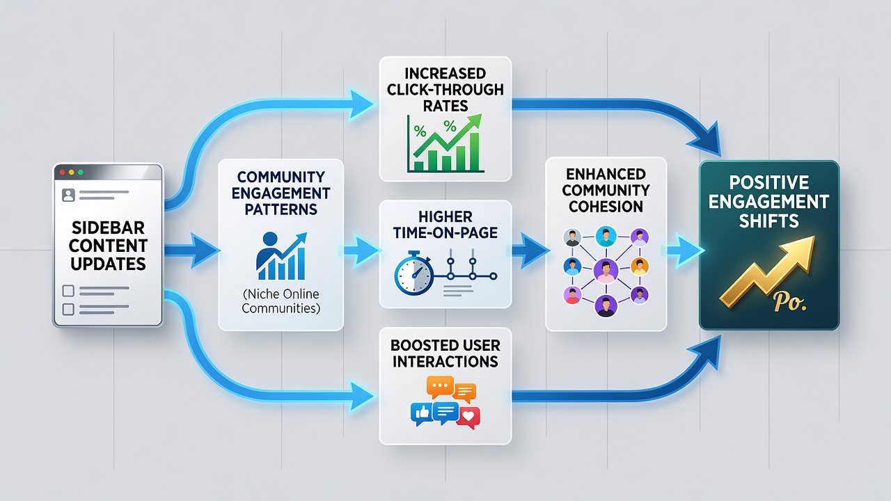Infographic illustrating engagement pattern changes in niche online communities after sidebar updates tied to rebranding